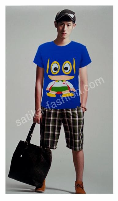 CS0022Blue เสื้อยืดคอกลมลายการ์ตูนปาร์แมน สีน้ำเงิน   เนื้อผ้ายืด นุ่มสวมใส่สบาย